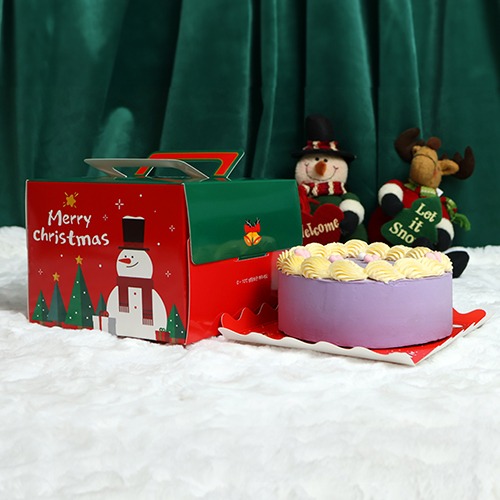 크리스마스 케익상자 모자눈사람 미니케익상자 10개/50개 (받침set-받침색상선택, 높이11cm)